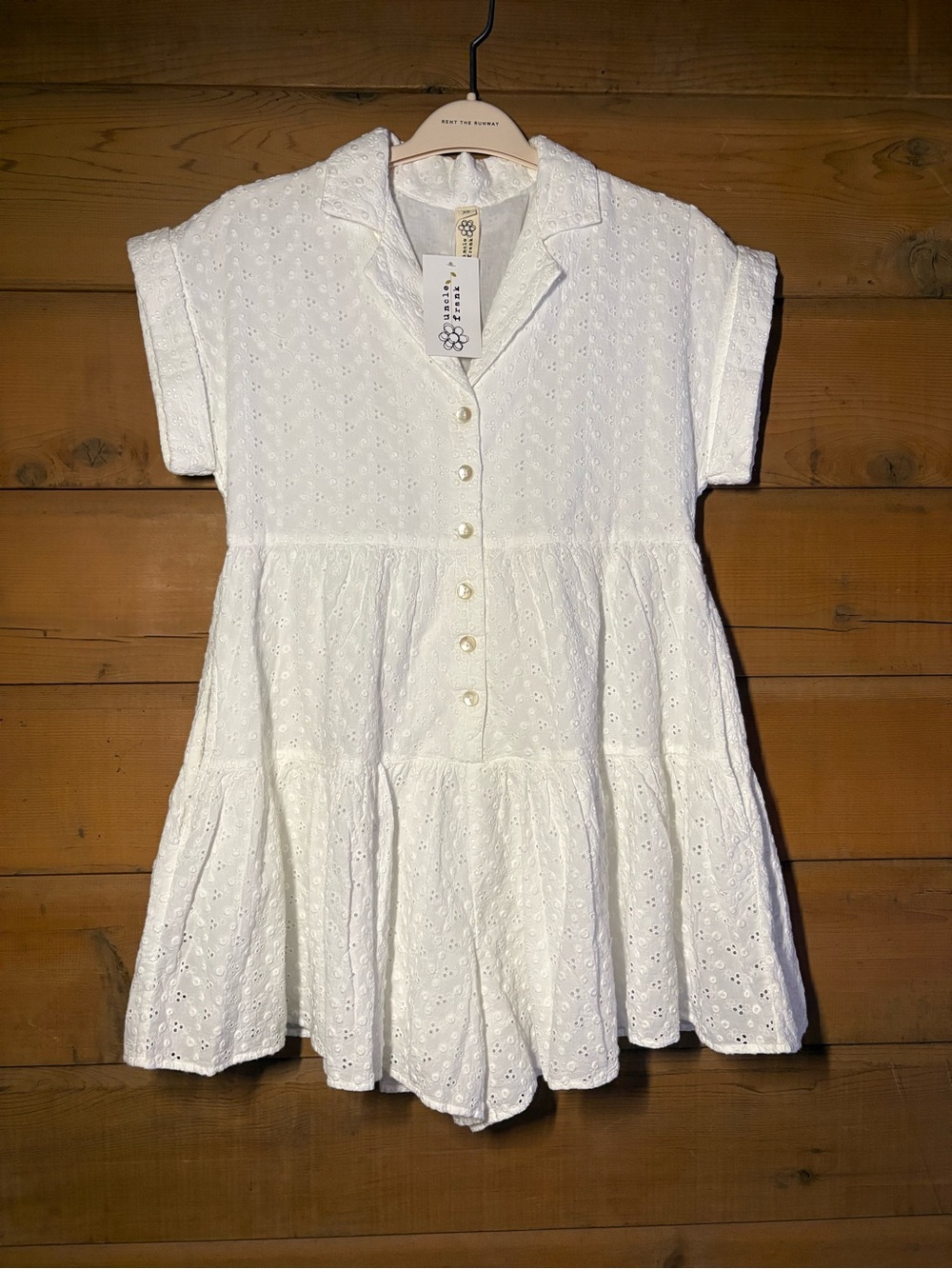Uncle Frank White Eyelet Mini Dress- Romper- White Graduation Dress- Size XS - Picture 3 of 12